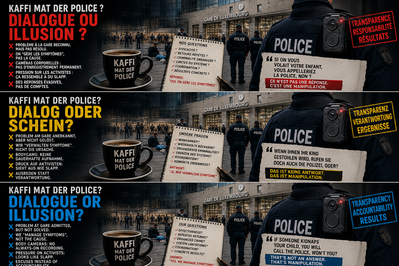 “Kaffi mat der Police”: dialogue or expectation management?